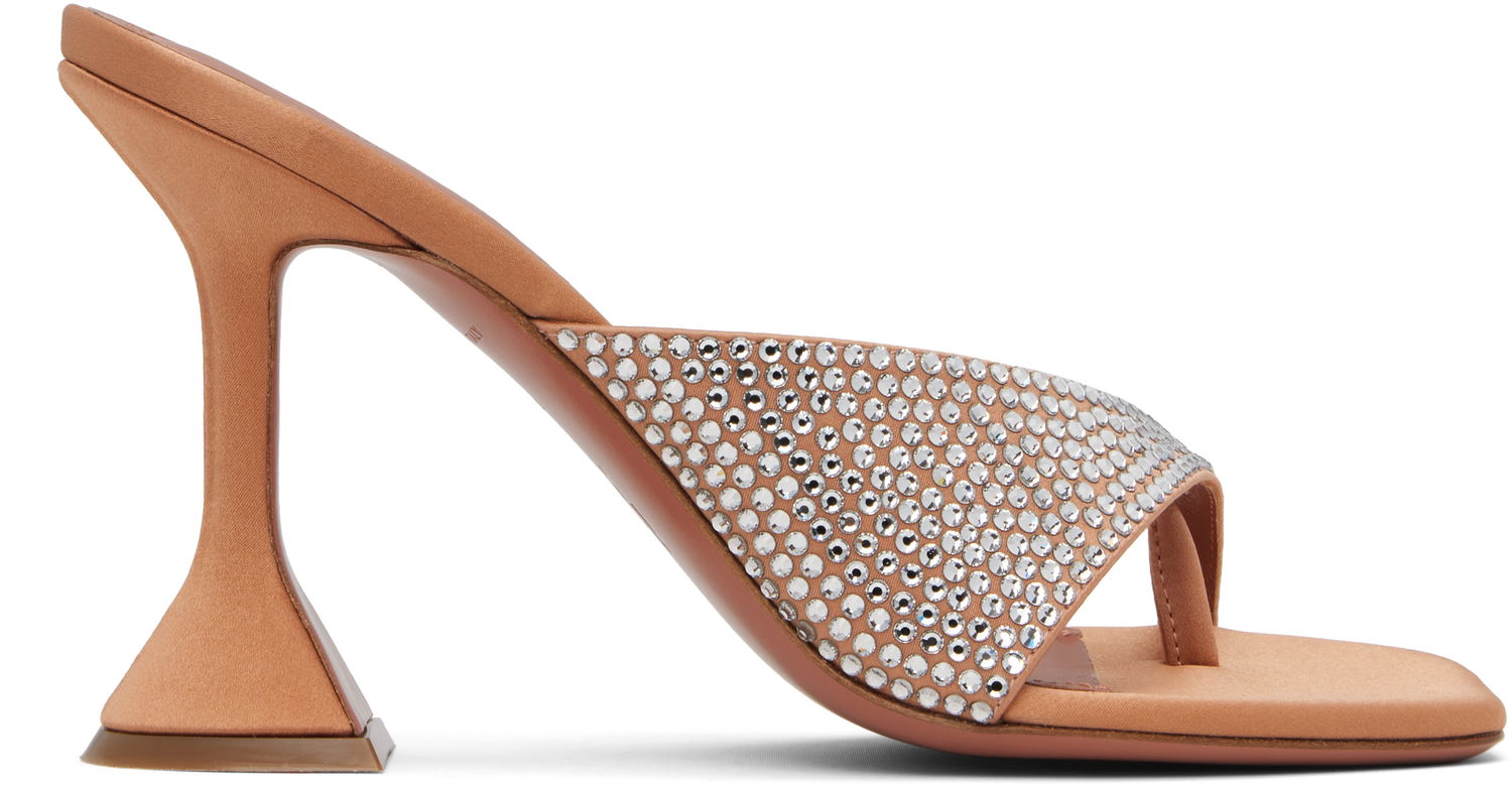 Nega čevljev Amina Muaddi Amina Muaddi Shiona 95 Crystal-Embellished Heeled Thong Sandals Roza | SHIONA CRYSTAL SLIPPER, 0