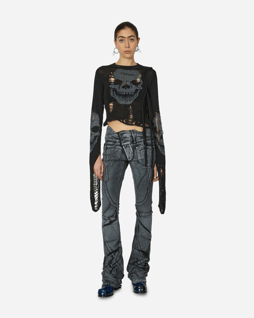 Pleteni pulover Ottolinger Distressed Skull Knit Sweater Črna | 708203 BLACK