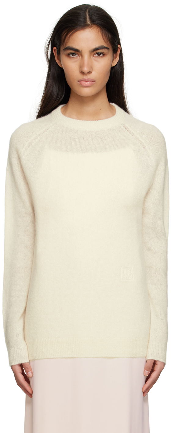 Pleteni pulover TOTEME TOTEME Monogram Knit Sweater Bela | 232-5153-306