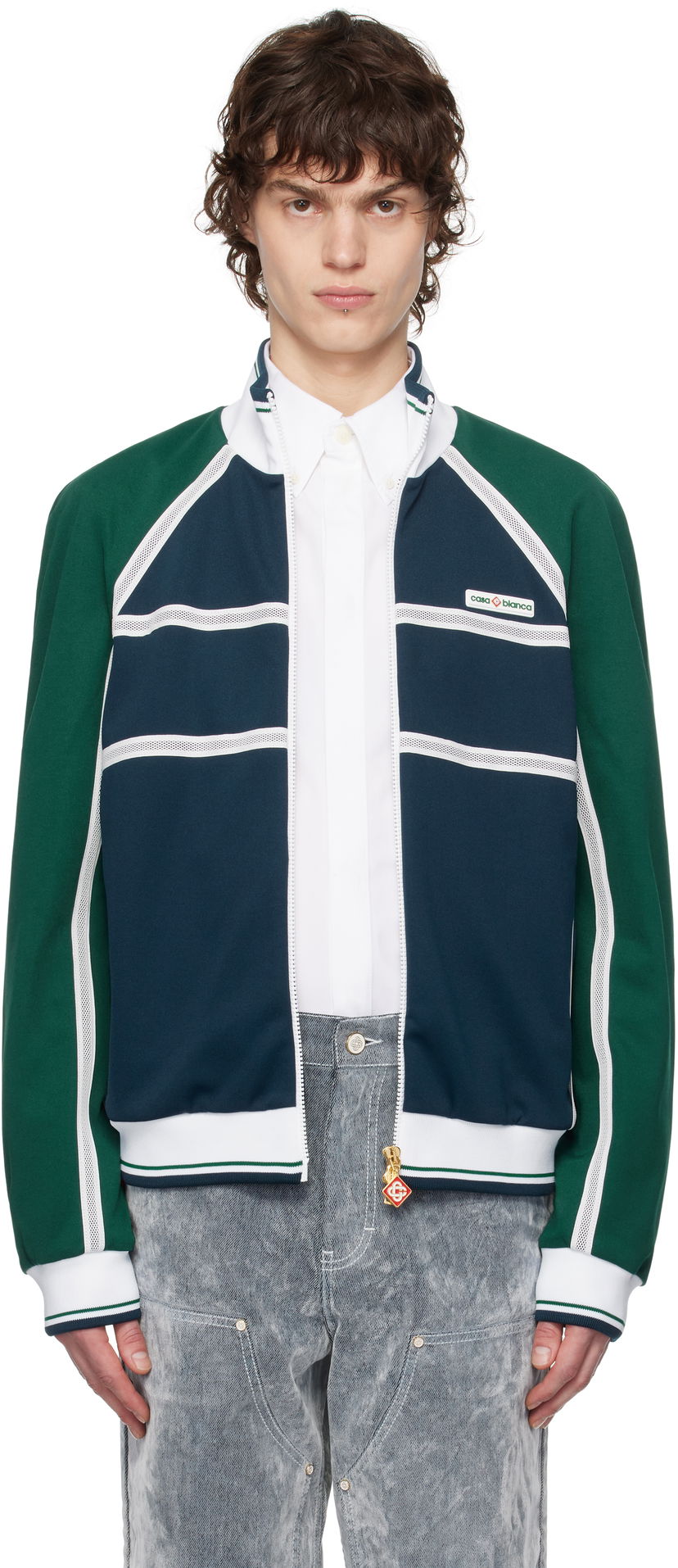 Bomber jakna Casablanca Casablanca Mesh Tape Track Jacket Mornarica | MPS25-JTP-320-01