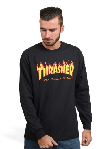 Majica Thrasher Flame Logo Tee Črna | 024771