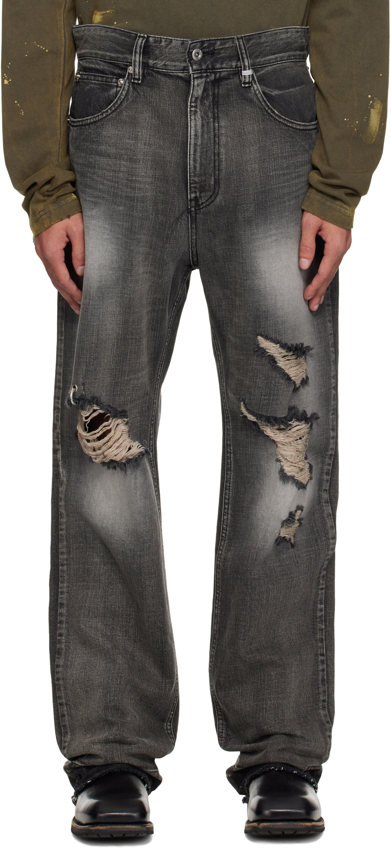 Kavbojke We11done We11done Ripped Jeans Siva | WD-DP1-25-339-M-BK, 0
