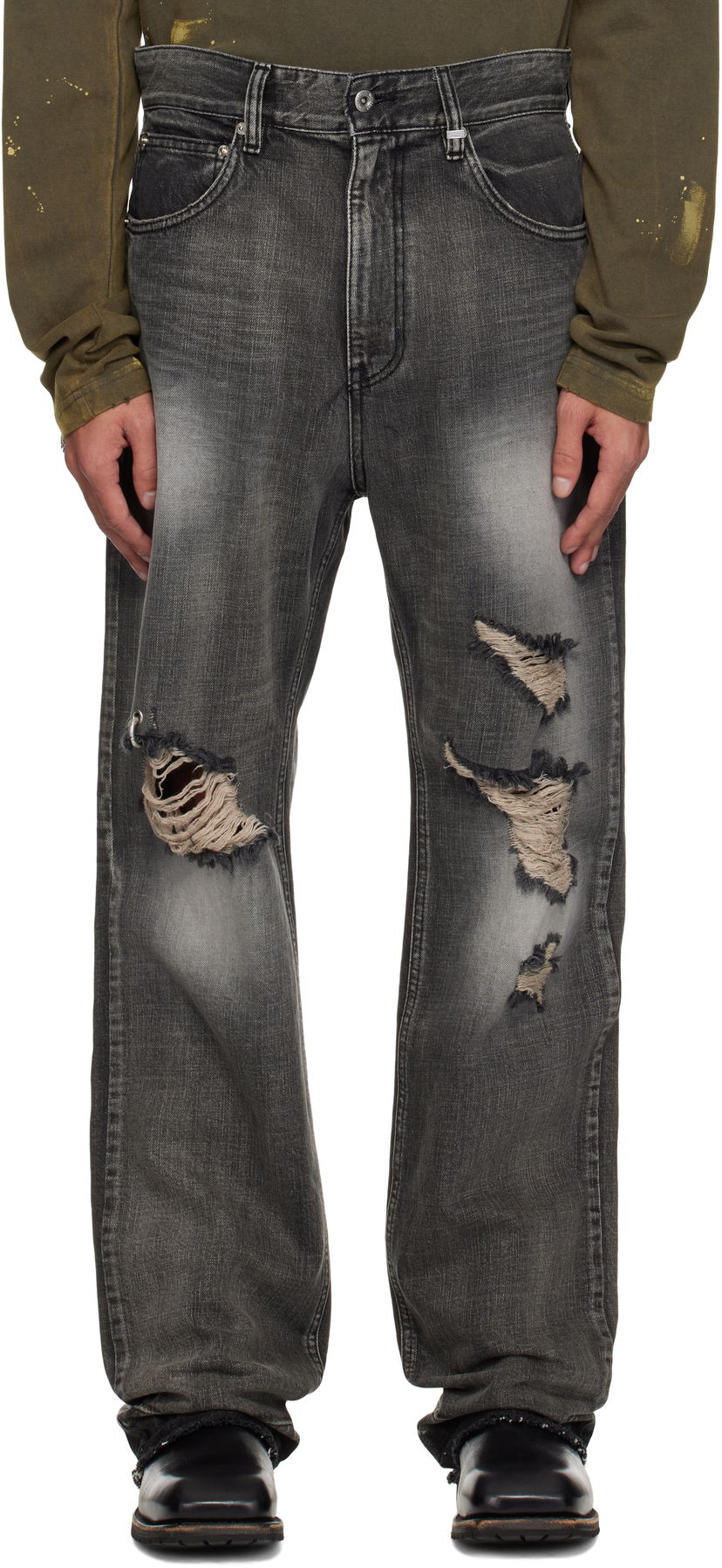 Kavbojke We11done We11done Ripped Jeans Siva | WD-DP1-25-339-M-BK