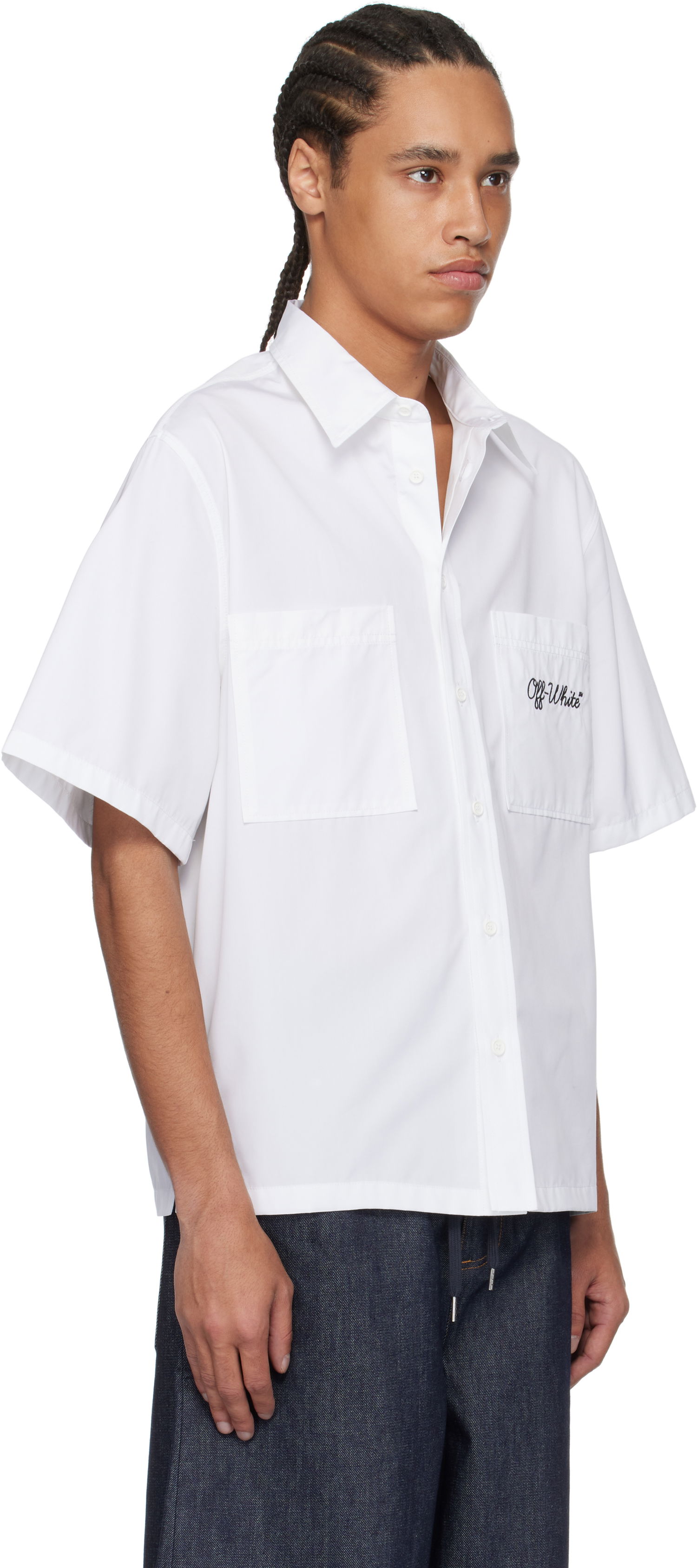 Srajce Off-White Off-White Script Summer Shirt Bela | OMGG002C99FAB0030110, 1