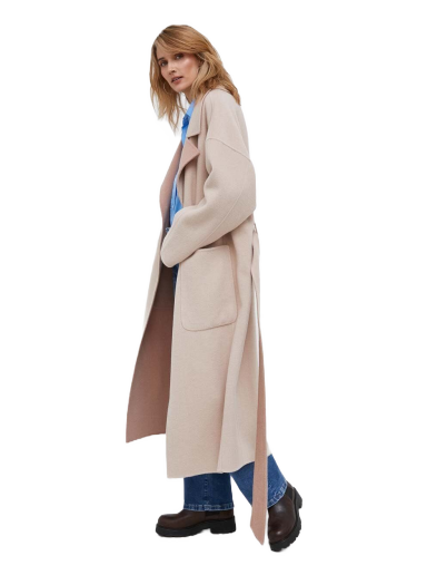 Plašči CALVIN KLEIN Tied-waist Wool Coat Bež | K20K205855