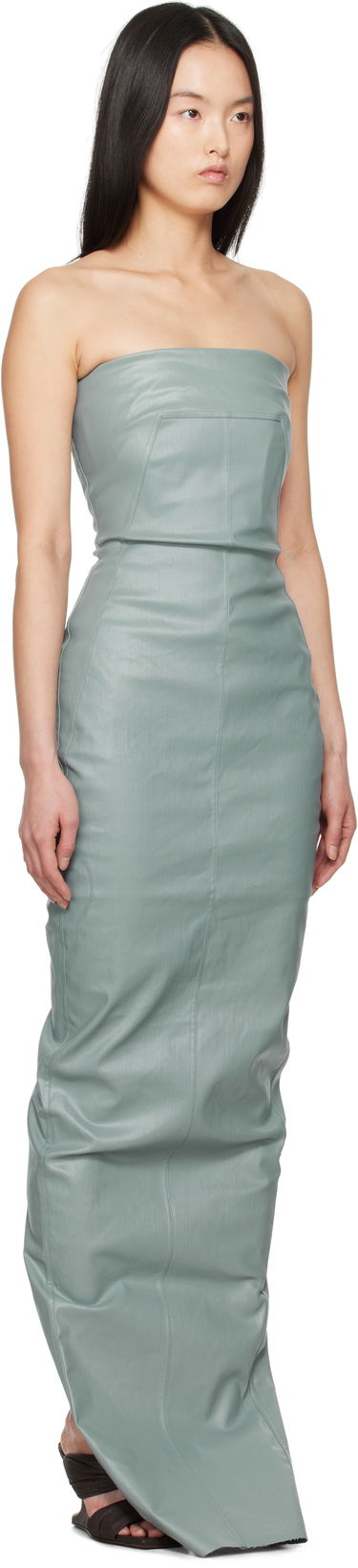 Obleke Rick Owens Rick Owens Hollywood Bustier Denim Gown Zelena | RP01E7524 SCT, 1