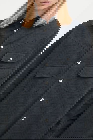 Srajce KENZO Kenzo Weave Workwear Relaxed Overshirt with Classic Collar Črna | FF65CH5369JF, 3