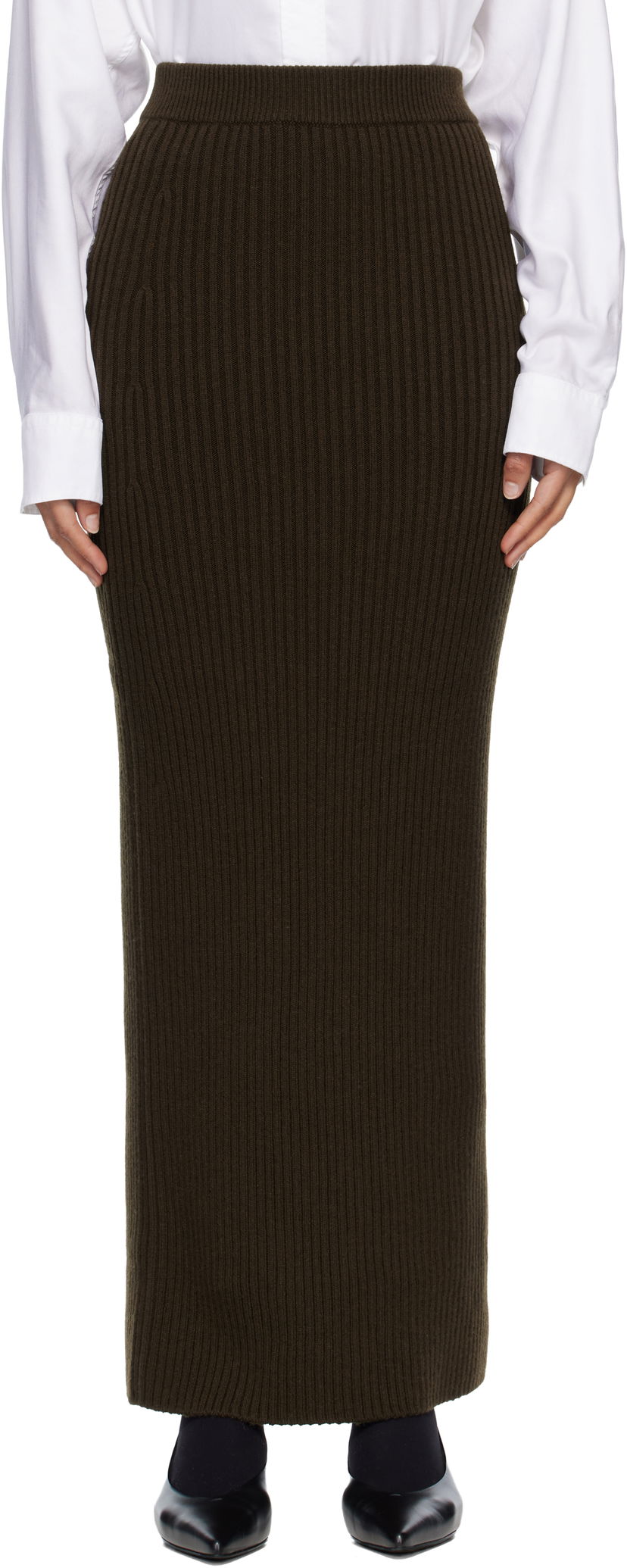 Krila Max Mara Boris Ribbed Knit Maxi Skirt Zelena | 2521306093600