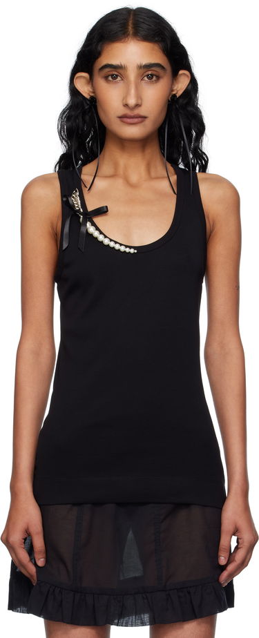 Majica brez rokavov Simone Rocha Simone Rocha Pearl Chain Tank Top Črna | 5375B 0553, 0