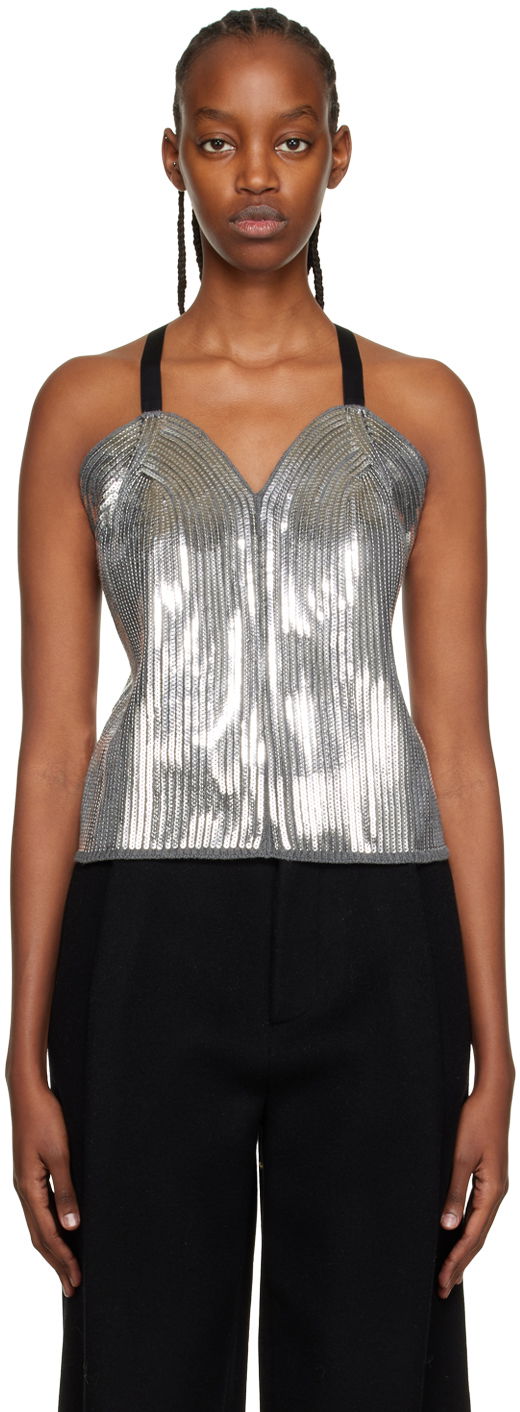 Modrček We11done We11done Sequin Camisole Top Siva | WD-KT3-22-656-W-SV, 0