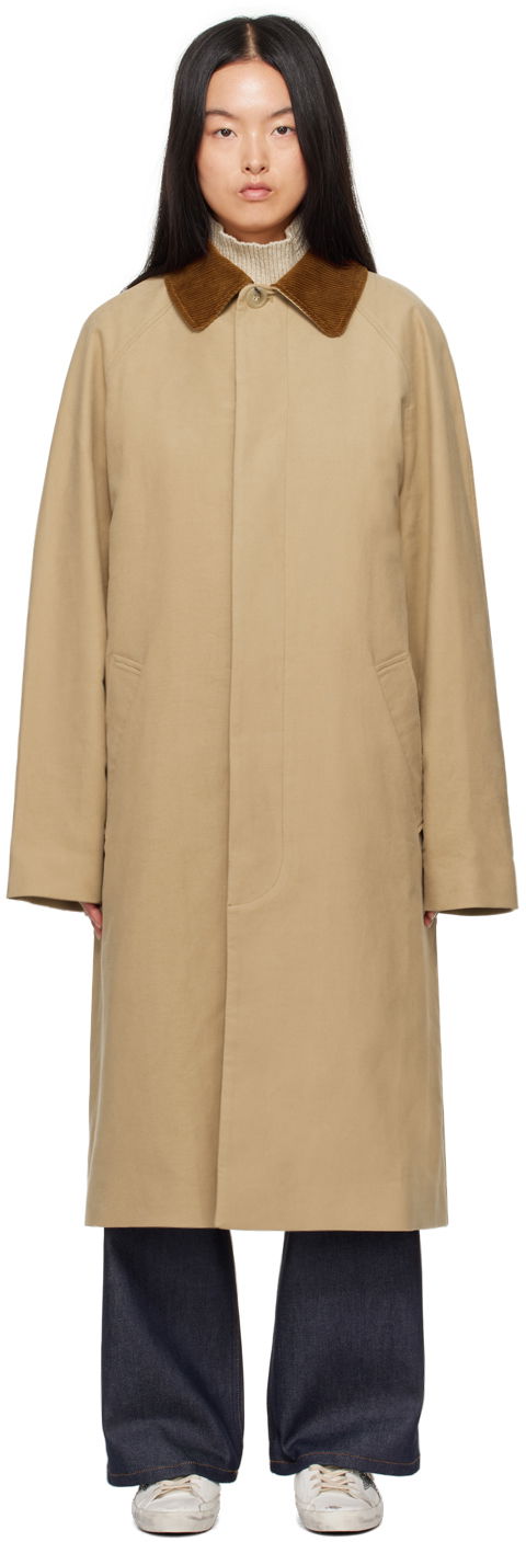 Plašči A.P.C. Gaspad Corduroy Collar Long Coat Bež | COHAK-M01548