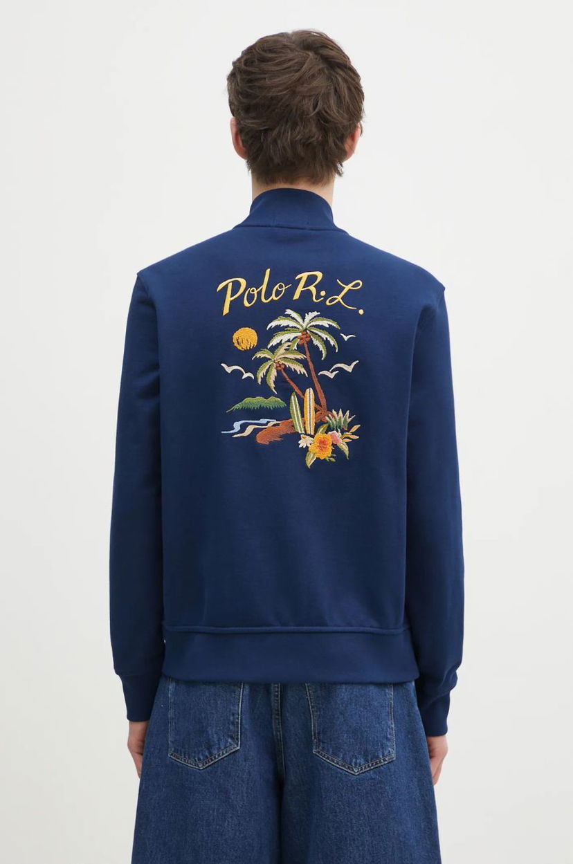 Pulover Polo by Ralph Lauren Blue Sweatshirt With Palm Tree Embroidery Mornarica | 710970280