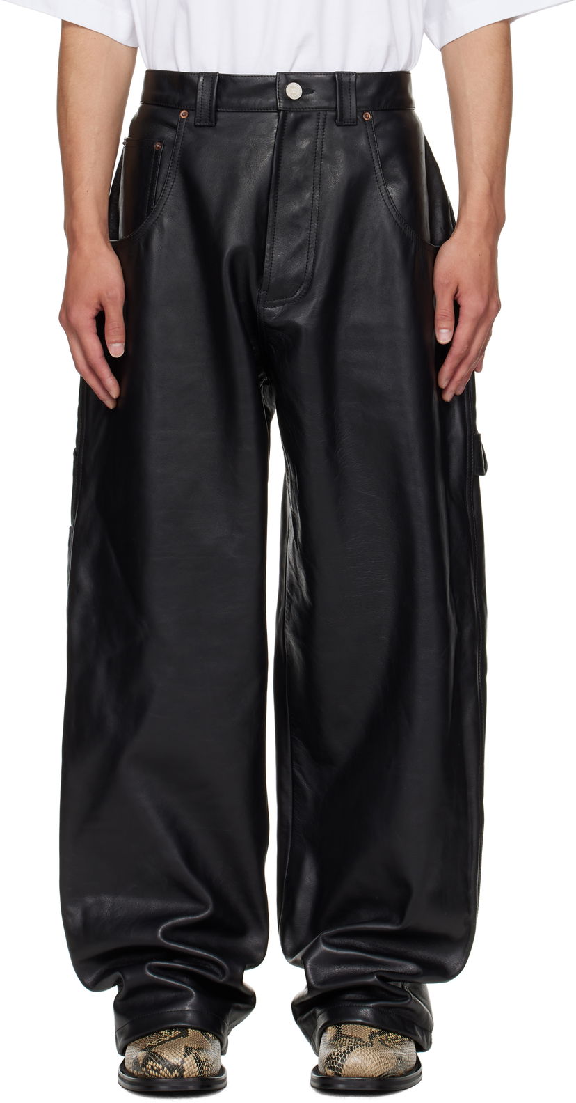 Hlače VETEMENTS VETEMENTS Hip Hop Leather Pants Črna | UH76LP250B