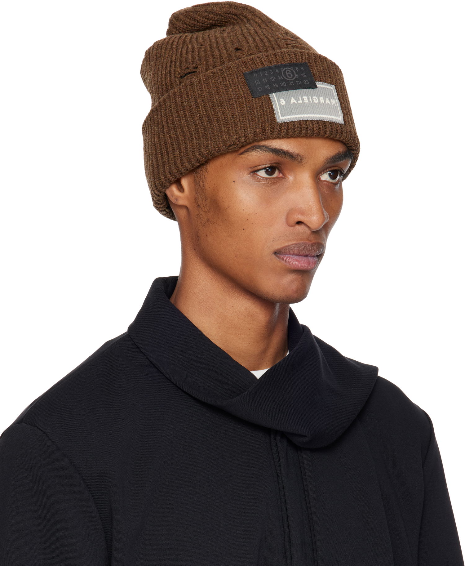 Beanie Maison Margiela MM6 Maison Margiela Logo Patch Beanie Rjava | SH0TB0001 M13138, 1