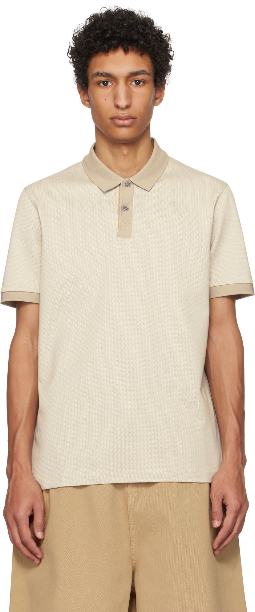 Polo majica BOSS BOSS Micro Pattern Mercerized Polo Bež | 50532246