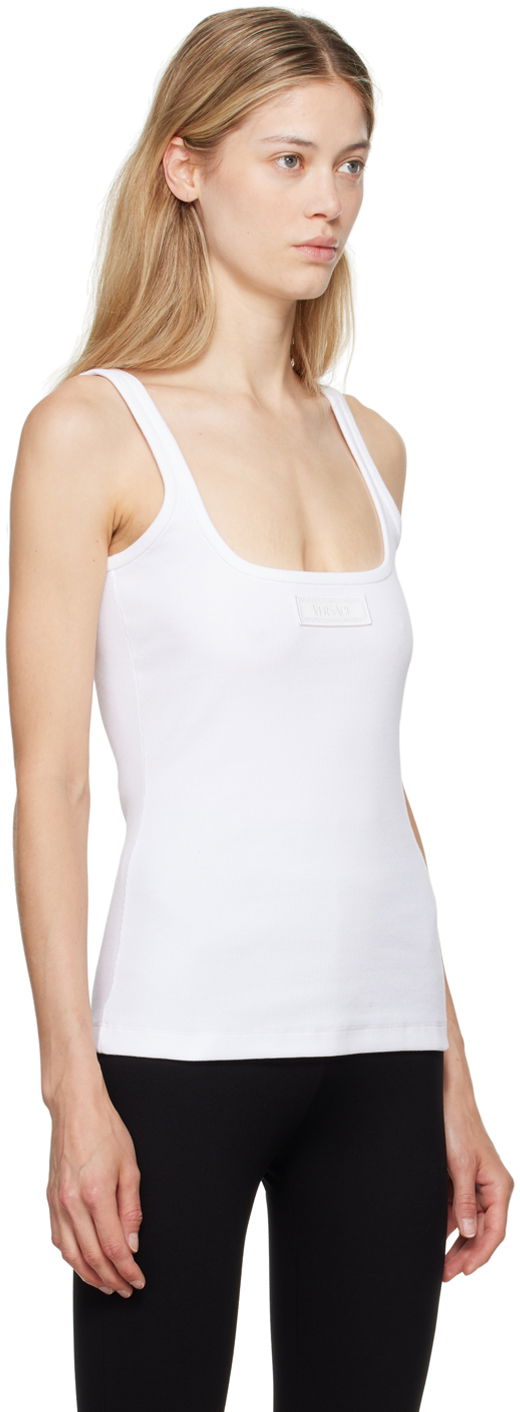 Majica brez rokavov Versace Slim-Fit Ribbed Tank Top Bela | 1017003-1A12060-1W000, 1