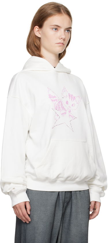 Pulover We11done Fitted Hoodie With Graphic Print Bela | WD-TH2-24-832-U-IV, 1