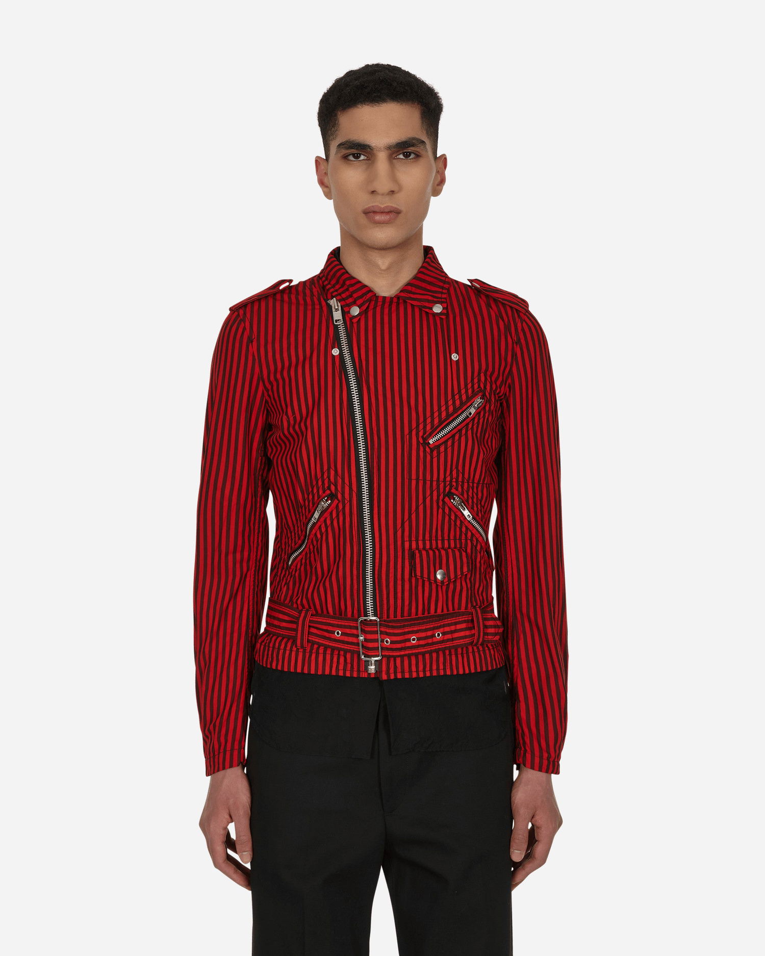 Jakna Comme des Garçons Stripe Biker Jacket Rdeča | FI-J002 1, 0