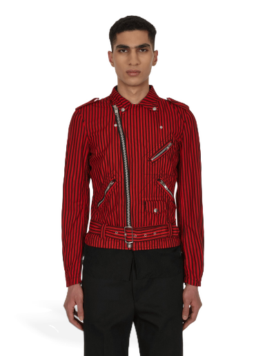 Jakna Comme des Garçons Stripe Biker Jacket Rdeča | FI-J002 1