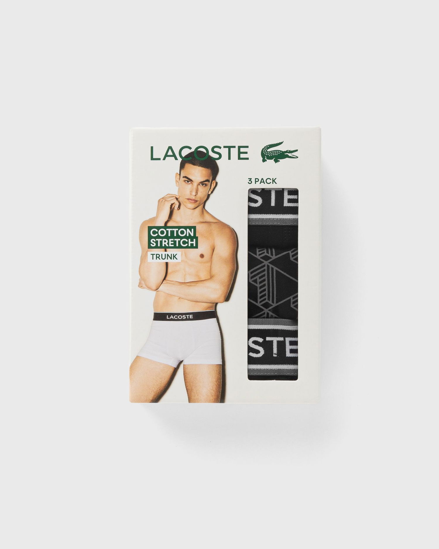 Boksarice Lacoste Pack of 3 Patterned and Plain Elastic Waistband Trunks Črna | 5H4970-031, 1