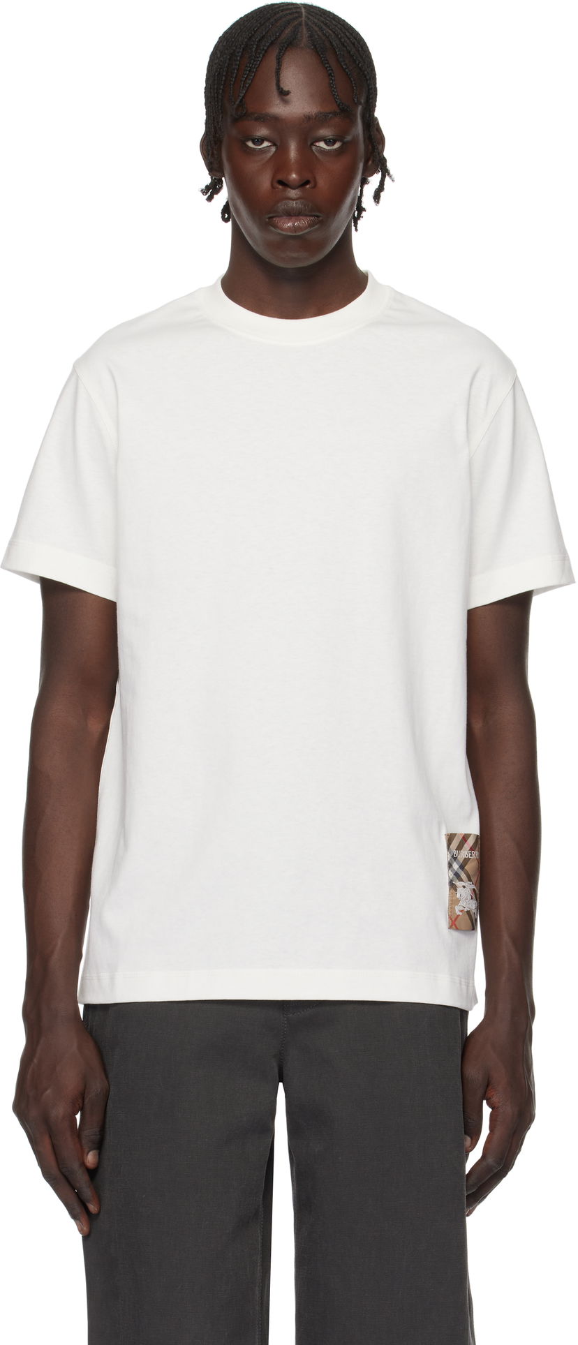 Majica Burberry Cotton T-Shirt With Patch Bela | 8102254
