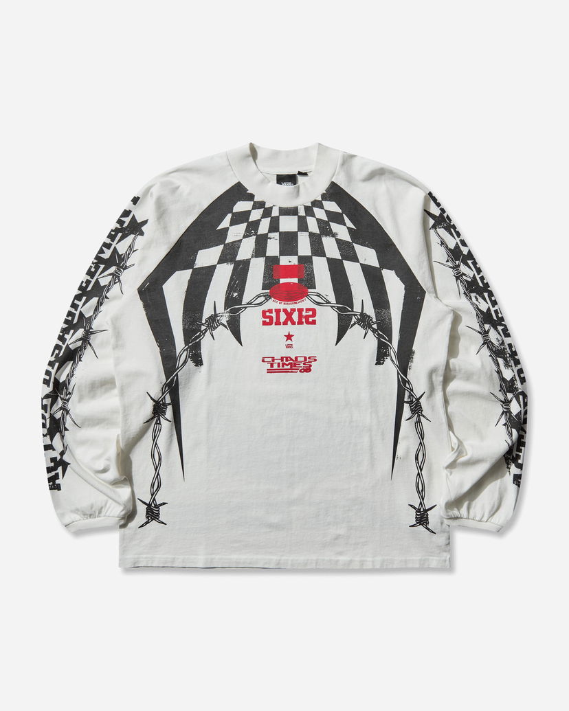 Majica Vans Act of Disagreement Hazard Checkered Barbed Wire SIXIR Chaos Times Longsleeve T-Shirt Bela | VN000RPWWHT1
