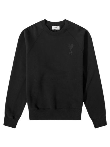 Pleteni pulover AMI Tonal Heart Crewneck Črna | USW002-747001
