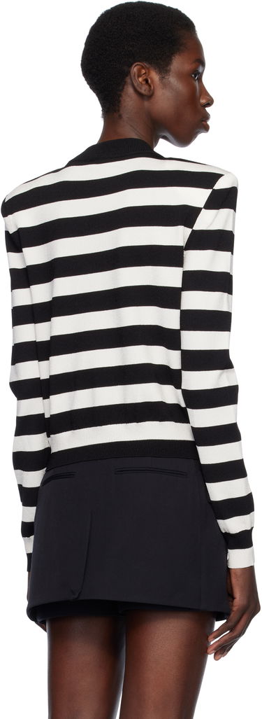 Pleteni pulover Balmain Balmain Knit Striped Cardigan with Face Design Črna | EF0KL133KI32, 2