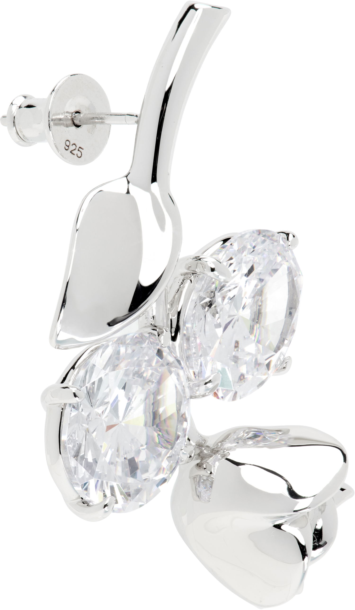 Uhani SHUSHU/TONG SHUSHU/TONG x YVMIN Edition Inverted Gemstone and Metal Rose Single Earring Kovinski | 22329SLV00DL, 1