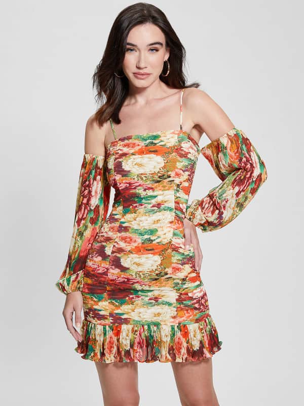 Obleke GUESS Floral Print Mini Dress Večbarvna | W4RK0LWFVI2