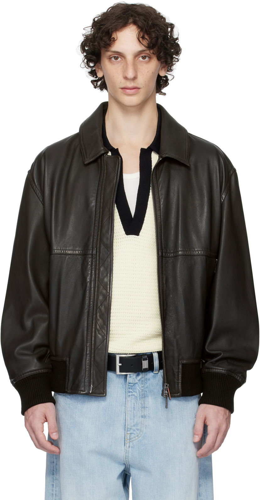 Jakna BOSS BOSS Zip Leather Jacket Črna | 50543240