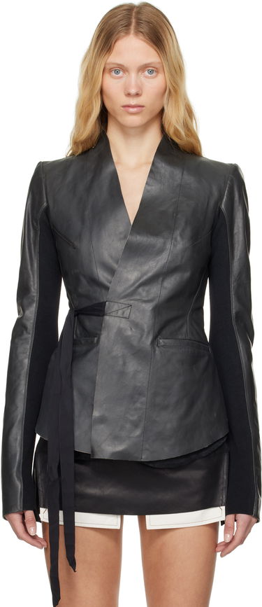 Jakna Rick Owens Rick Owens Hollywood Tamponato Calf Leather Wrap Jacket Črna | RP01E7749 LTP, 0