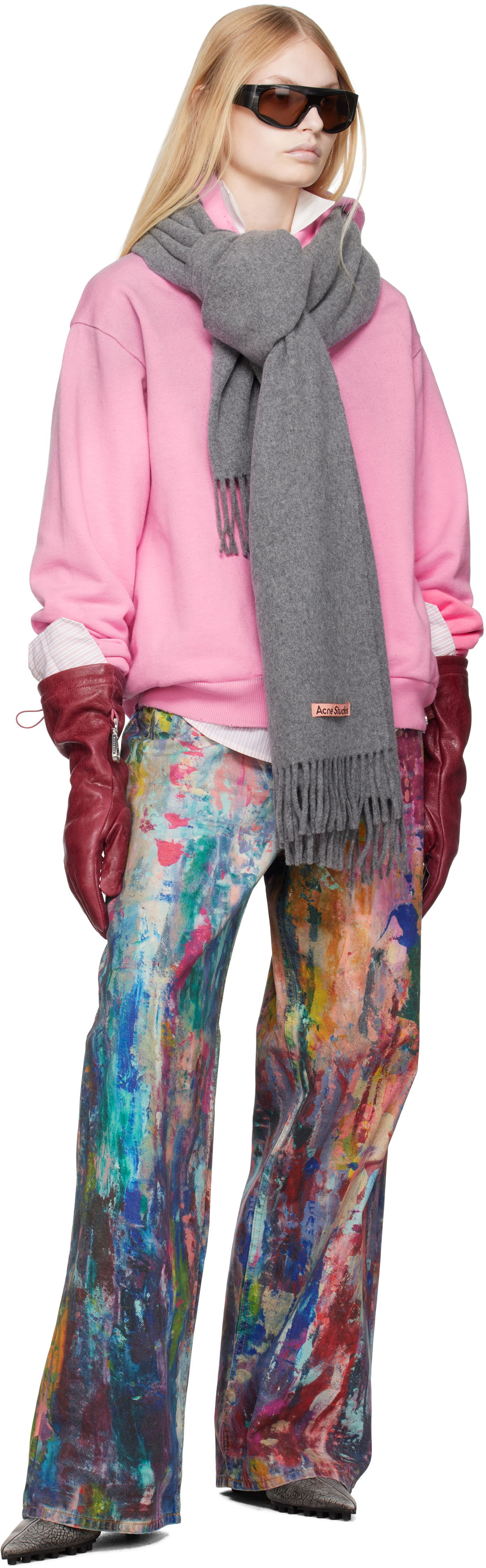 Šala Acne Studios Fringe Scarf Siva | CA0209-, 1