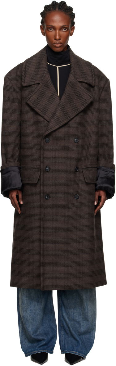 Plašči Maison Margiela MM6 Maison Margiela Checked Double-Breasted Coat Rjava | S52AA0190 M35472, 0