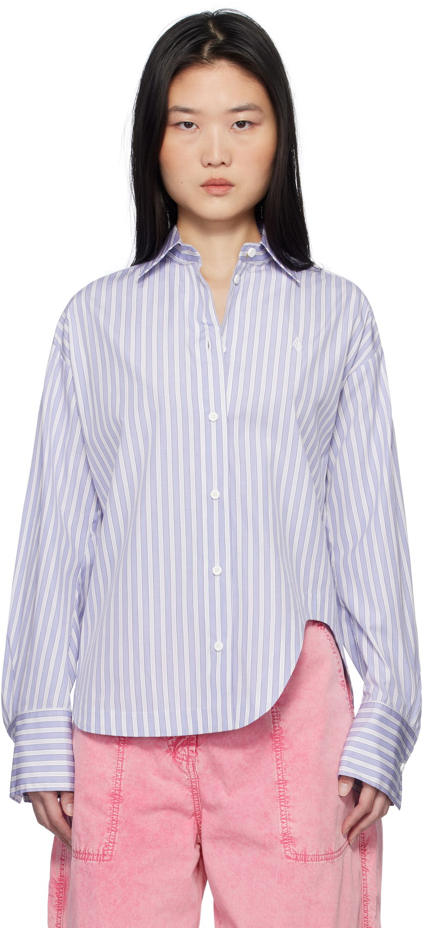 Srajce The Attico Attico Eliza Striped Shirt Lila | 250WCH00014 CCC051AA