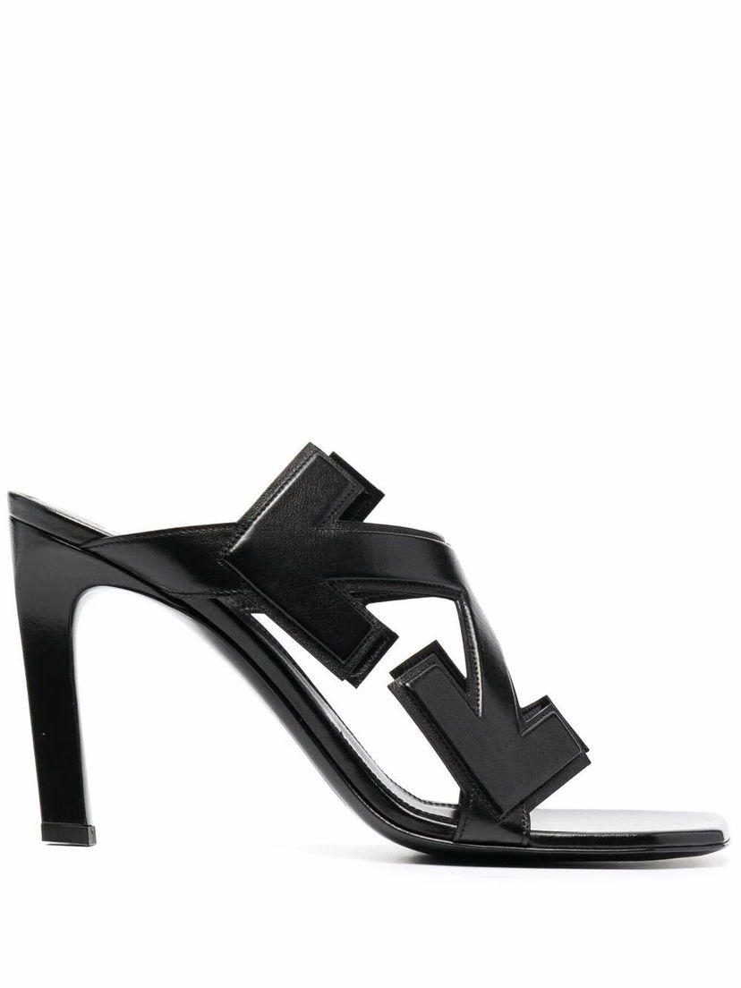 Superge in čevlji Off-White Off-White Arrow Leather Heeled Sandals Črna | OWIH010S21LEA0011000