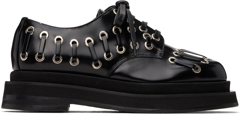 Obleke Simone Rocha Simone Rocha Heart Toe Platform Grommet Brogues Črna | LOF2 0740
