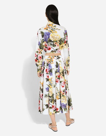 Srajce Dolce & Gabbana Garden Print Tie-Front Crop Top Bela | F5R73THS5Q1HA4YB, 2