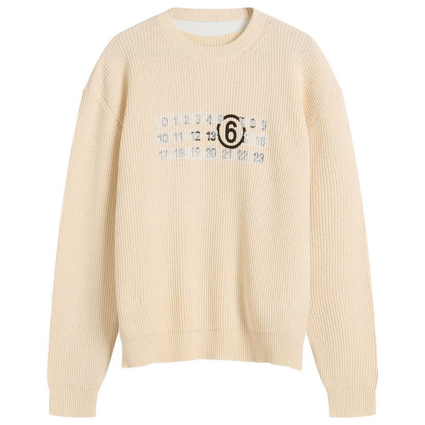 Pleteni pulover Maison Margiela Maison Margiela Logo Knit Sweater, Size Large Bež | SH2HL0022-M13124-102