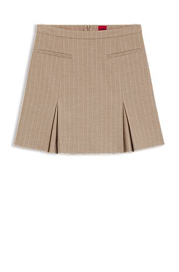Krila BOSS Pinstripe Flannel Mini Skirt Bež | 50542569