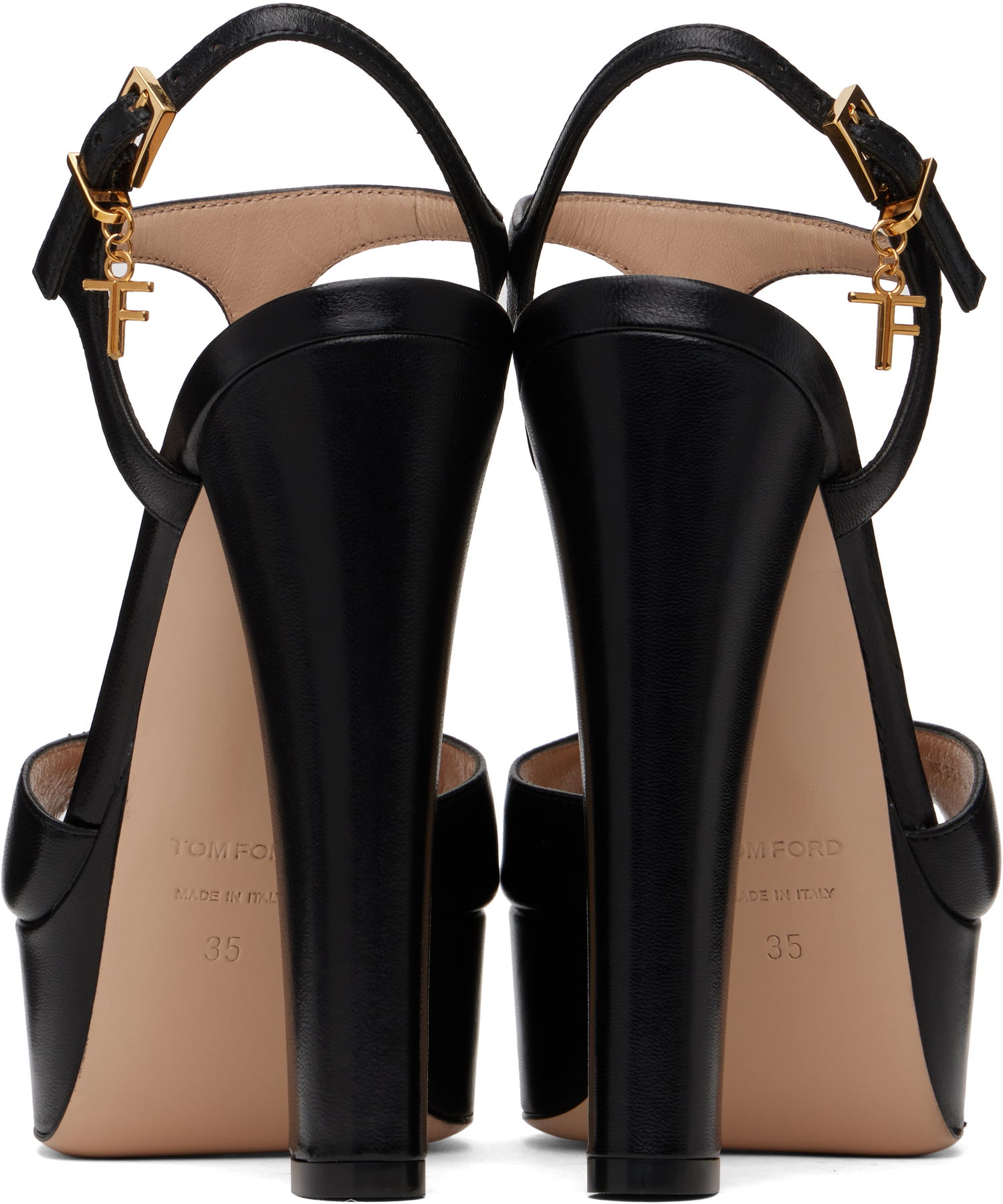 Modni dodatki Tom Ford TOM FORD Nappa Leather Lux Heeled Sandals Črna | W3560-LSP002G, 1