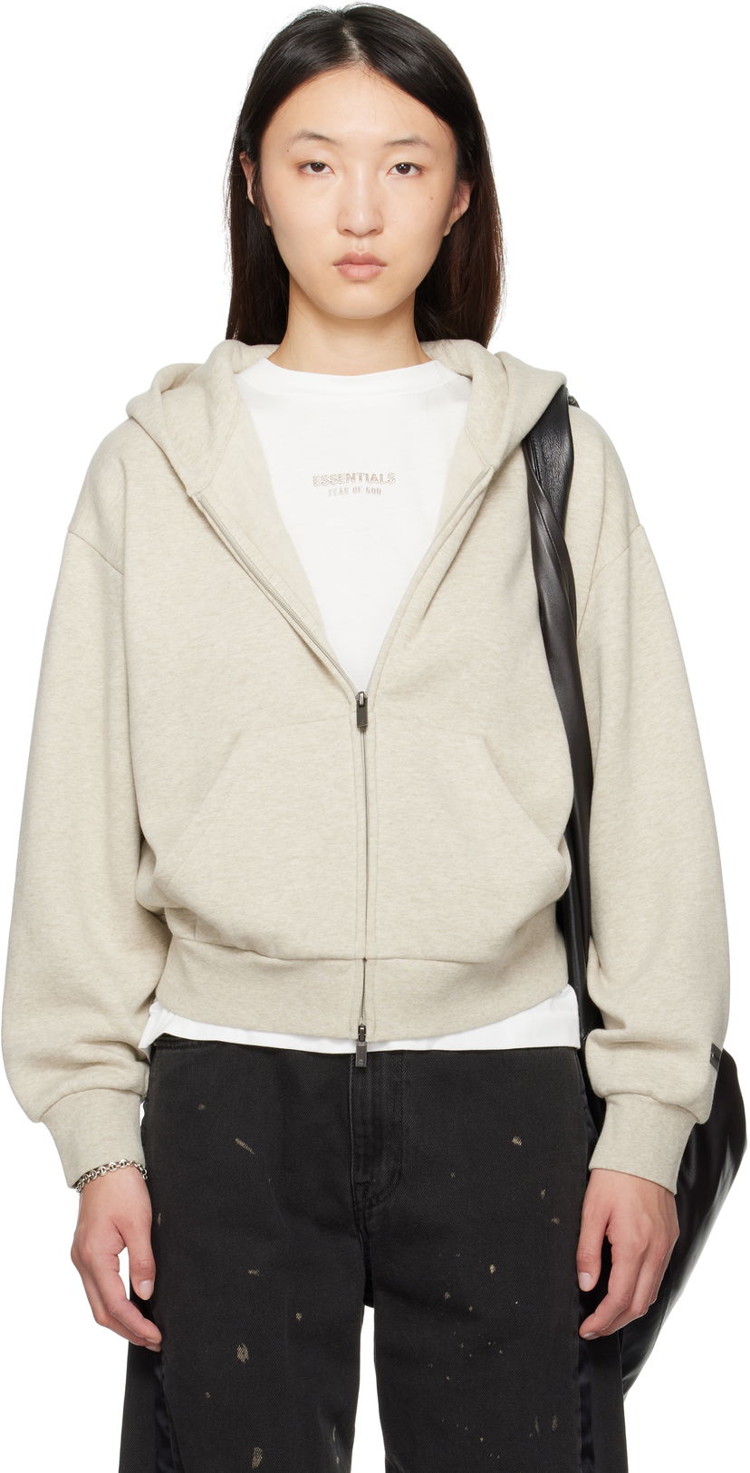 Pulover Fear of God ESSENTIALS Classic Fit Zip-Up Hoodie Bež | 192SP255092FW