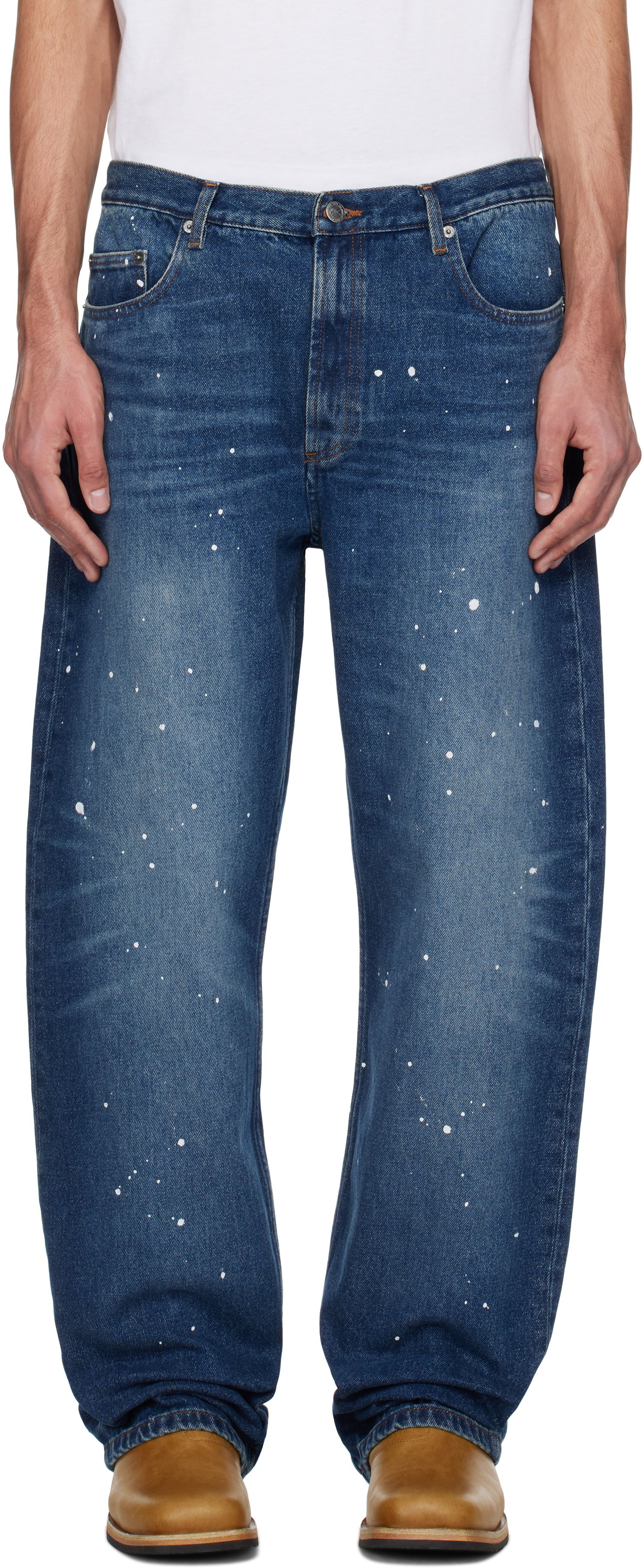Kavbojke A.P.C. A.P.C. Relaxed Fit Paint Splatter Jeans Modra | COHGL-H09199, 0