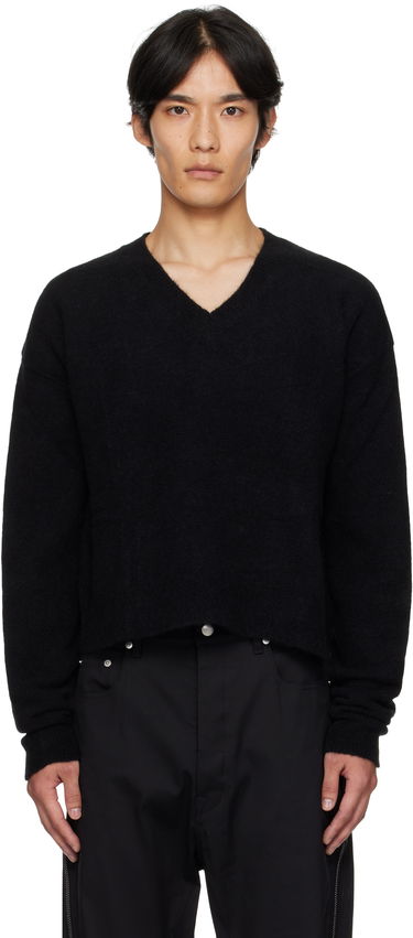Pleteni pulover Rick Owens Rick Owens Concordians Tommy V-Neck Sweater Črna | RU02E1650 KWP, 0