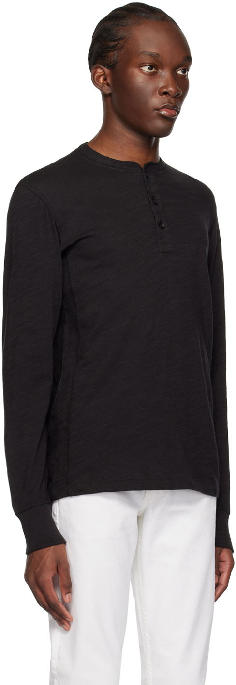 Majica rag & bone Flame Long Sleeve Henley Črna | M000T676G, 1