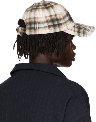 Kapa Acne Studios Acne Studios Distressed Plaid Cap Bež | C40410-, 4