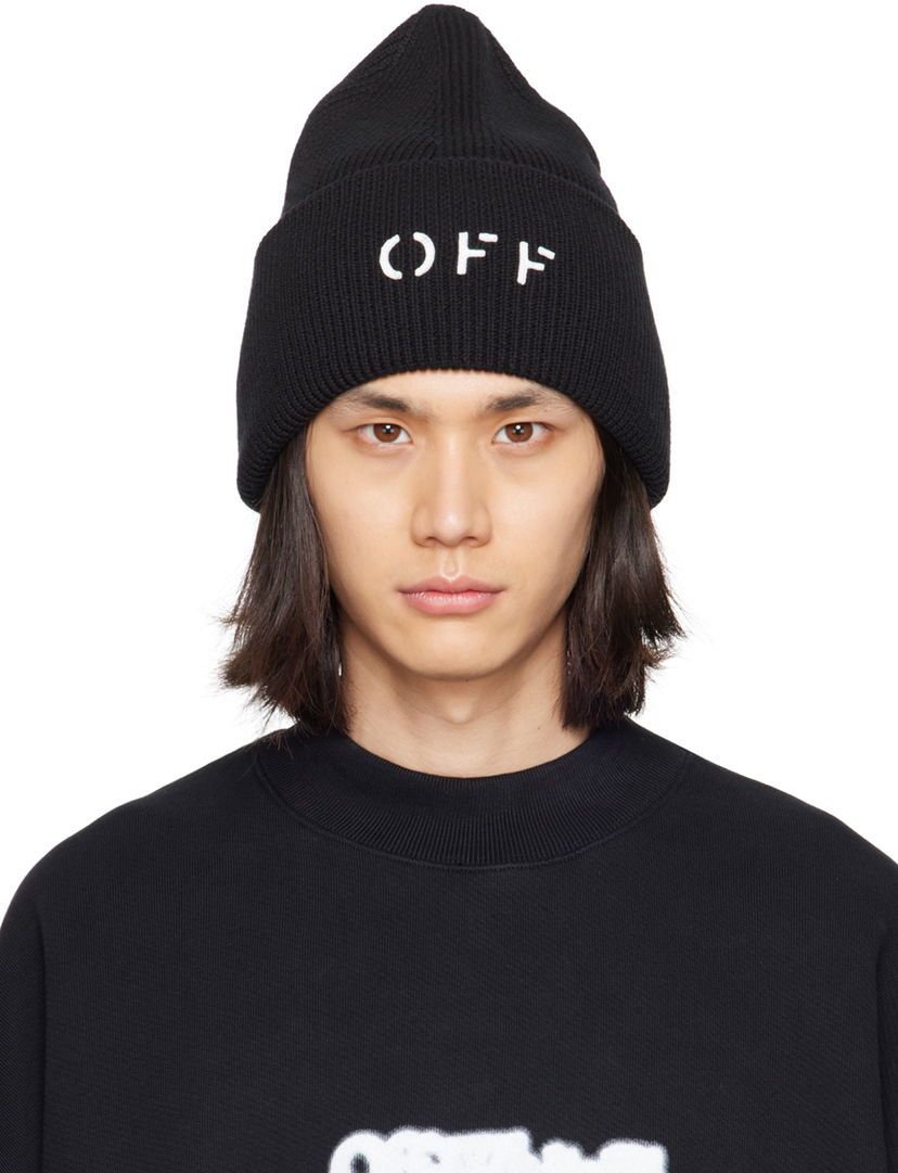 Beanie Off-White Off-White 'OFF' Stamp Knit Beanie Črna | OMLC030F23KNI0011001