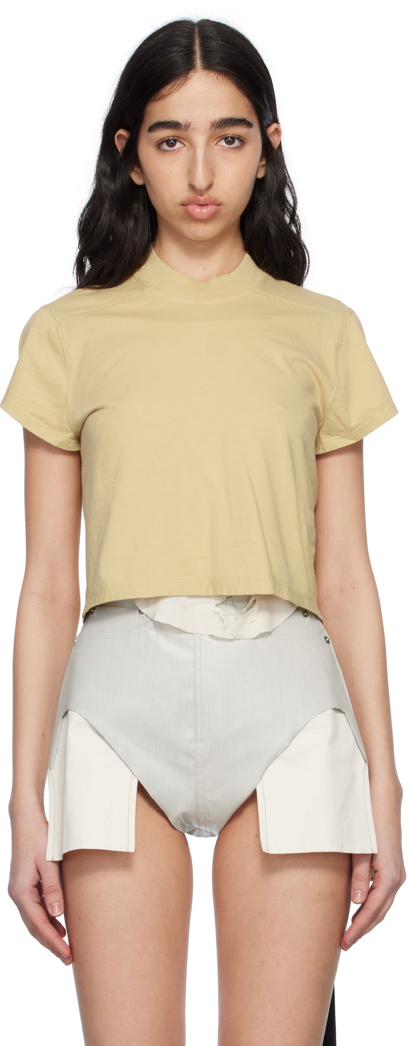 Krop-top Rick Owens Rick Owens DRKSHDW Hollywood Cropped Level Tee Rumena | DS01E3207 RN