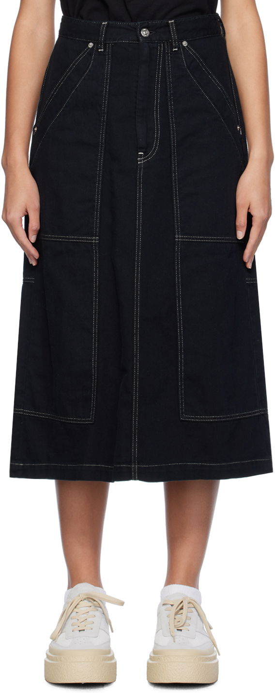 Krila Maison Margiela MM6 Paneled Denim Midi Skirt Črna | S62MI0015 M30002