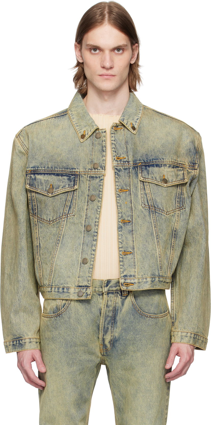 Jakna Entire Studios Entire Studios Shrunken Denim Jacket Rumena | ESU-S25-11002-SW